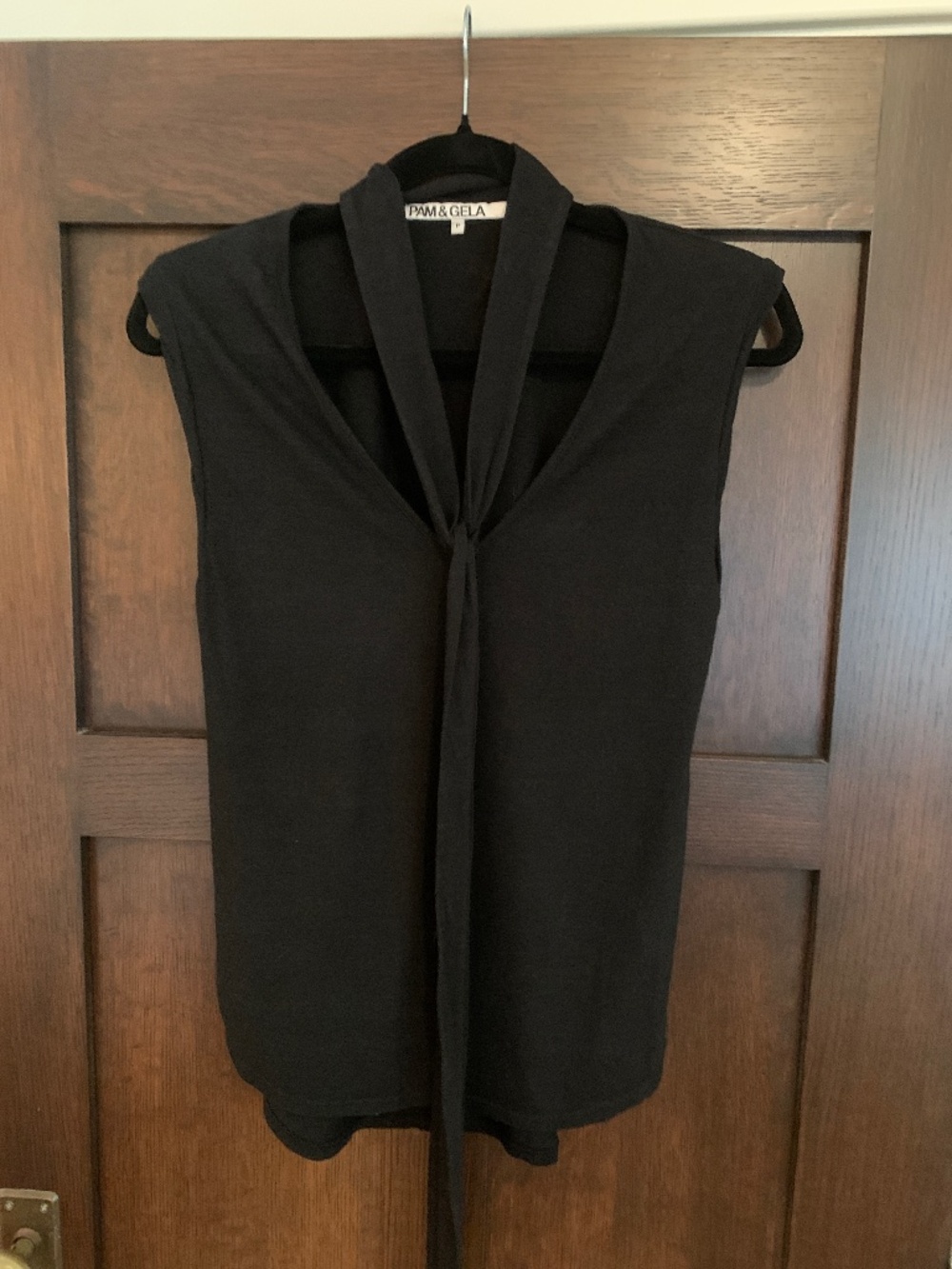 Pam & Gela Black Tie Tank Top